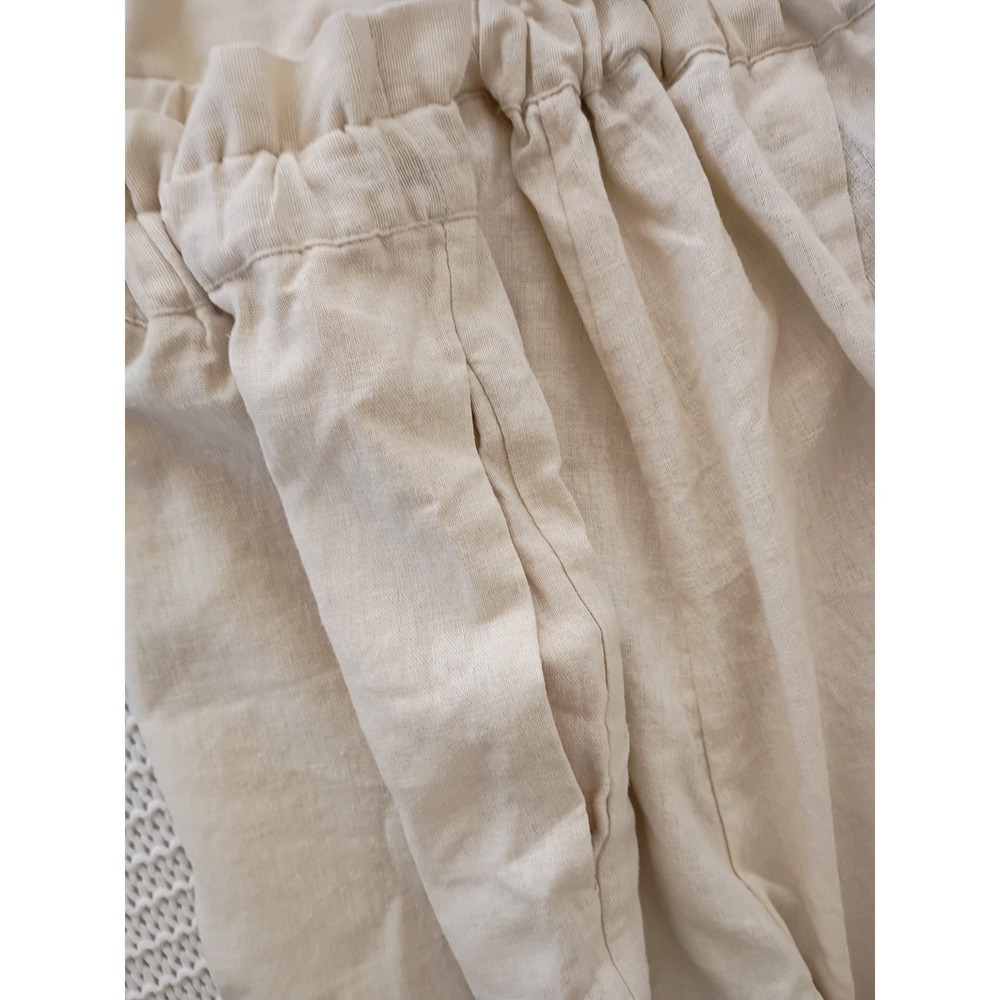 NWT ELOQUI Linen Blend Paperbag Waist Cropped Pants Beige Fits L/XL $XXX Coastal - Picture 9 of 14